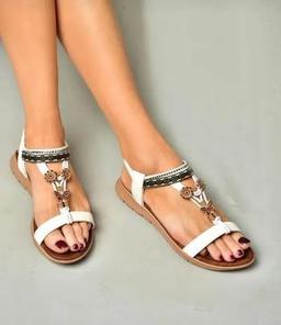 İTHAL SAYA TAŞLI YUMUŞAK SANDALET KOD 27 - BEYAZ