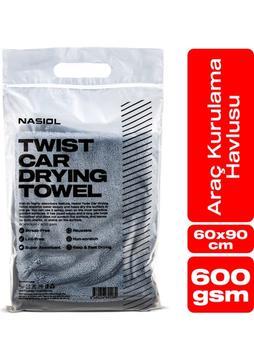 Nasiol Yüksek Su Emici Özellikli 60x90cm-600gsm Mikrofiber Araç Kurulama Havlusu-Çiziksiz Temizlik