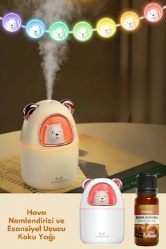 Ultrasonik Hava Nemlendirici | Ayıcıklı & LED Işıklı | Araç, Bebek & Çocuk Odası İçin Sessiz Buhar