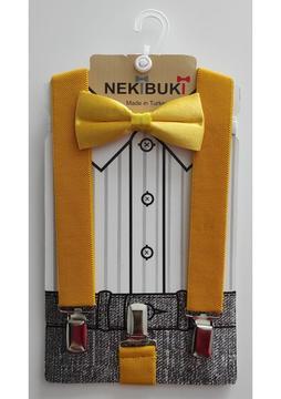 Nekibuki Erkek Çocuk Pantolon Askısı ve Papyon Takımı