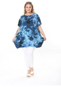 XL Modam Kadın Büyük Beden Likralı Mavi Tunik