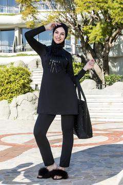 Armes  Pullu Detay Büyük Beden Tam Kapalı Mayo