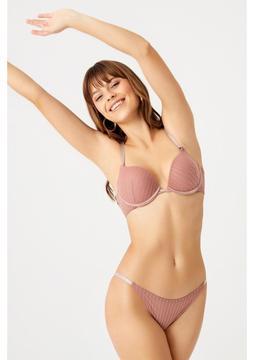 Cansoy Simli Taşlı Soft Pudra Sütyen Takımı (638T)