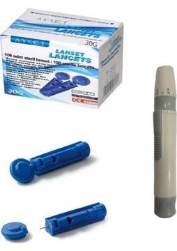 Ayset Parmak Delme Lanset Kalemi + 100 Adet Lanset