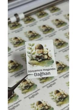 Butik Sosyetik Yenidoğan Çikolata Etiketi 4x4 cm 108 Adet