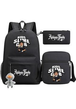 Averantis Amerikan Tv Dizisi Çarşamba Çevresel Sırt Çantası Üç Parçalı Set Öğrenci Eğlence Okul Çantası + Omuz Çantası + Kalem Kutusu Seti (Yurt Dışından)