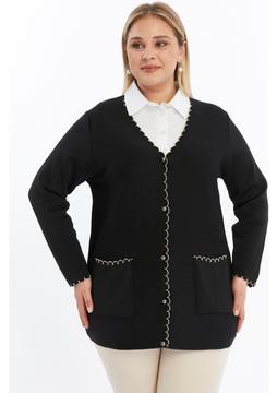 Laden Kadın Çelik Örgü Triko Büyük Beden Klasik Tüylenmez Anne Hırkası