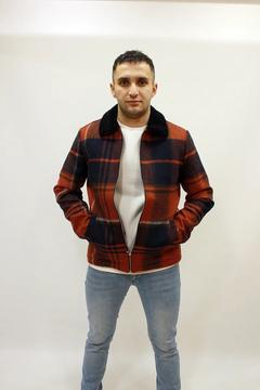 Caz 1001 Kareli Yakası Kürklü Ekose Kalın Erkek Mont
