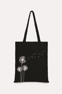 Polen Baskılı Siyah Bez Çanta (TEK TARAFLI)