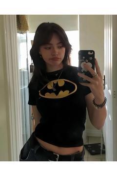 Kemer Boy Batman Detail Baskılı Siyah Crop