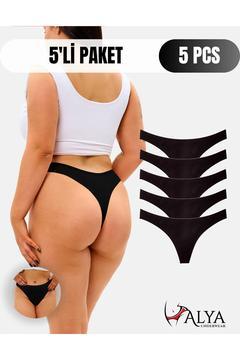 Kadın Külot Pamuklu String - 5 Adet Siyah Tanga (S, M, L, XL)