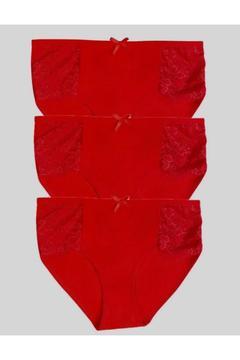 Yan Dantel Kırmızı külot 3 Adet