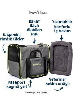 BRAVE PAWS Kedi Köpek Taşıma Çantası Kare Model Yırtılmaz Plastik Fileli