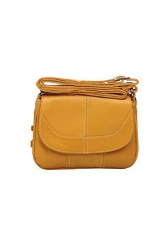 Kadın Hakiki Deri Omuz Çantası Hardal