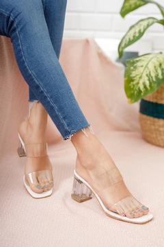 Beyaz Şeffaf Kadın Şeffaf Topuklu Ayakkabı Md1050-119-0001