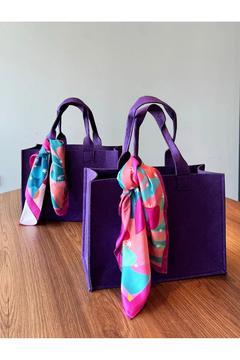 Fular Hediye Keçe Mor Renk Çanta,omuz Çantası,organizer,el Yapımı,alışveriş Düzenleyici