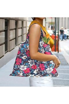 Katlanabilir Bez Alışveriş Çantası Mavi Çiçekli Polyester Plaj Çantası
