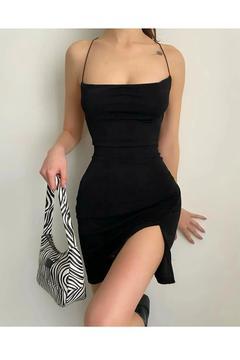 Bss Kadın Yırtmaçlı Mini Elbise W058