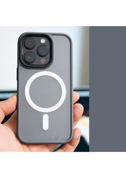 MTK Moveteck Apple Apple iPhone 15 Pro Max Kılıf Mat Magsafe Wireless Şarj Destekli Hassas Butonlu Titanium Gri Renkli Soft Mat Kenarlı Buzlu Çerçeveli Darbe Korumalı