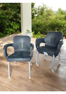 Nar Sokağı 4 Adet Metal Ayaklı Plastik Sandalye Koltuk Antrasit