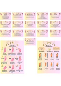 Çocuklar Için Namaz ve Abdest Posterleri, Sure ve Dua Ezber Kartları (Kız)