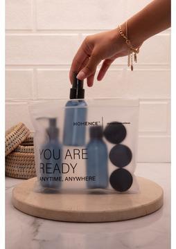 Homence Seyahat Makyaj Çantası Ve Mavi Şişe 100ml Seyahat Kiti 6'lı