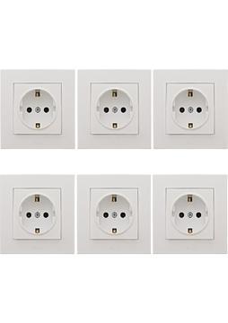 Elbi Neo Beyaz Topraklı Priz Çerçeveli 6 Adet