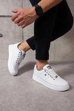 909 Beyaz Bağcıklı Beyaz Taban Rahat Erkek Spor Ayakkabı