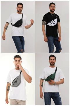 Unisex 4'Lü Paket Siyah, Gri, Beyaz, Haki 2 Bölmeli Omuz ve Bel Çantası