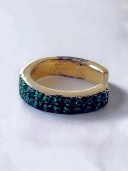 Yeşil İki Sıra Kıkırdak Küpe