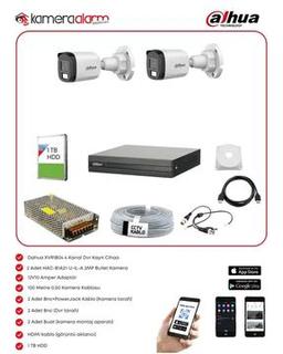 Dahua 2 Kameralı Mikrofonlu Gece Renkli Görüşlü 2MP Kamera Seti