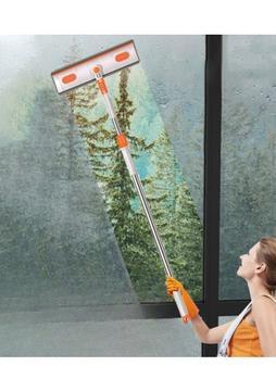 180 Derece Dönebilen Teleskopik Çift Taraflı Pratik Cam Silme Aparatı Uzayabilen Cam Silme