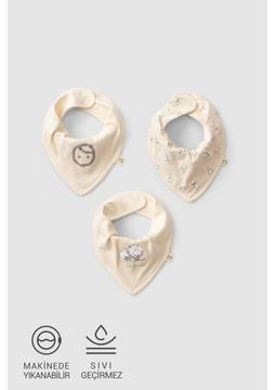 Little Gusto 3'lü Sıvı Geçirmez  Organik Pamuk Bandana Önlük Seti Pamuk Desenli