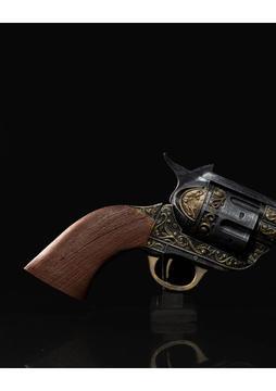 Turansoy Craft Teksas Kovboy Tabancası Western Tabanca Kovboy Silahı Standlı Masaüstü Dekor