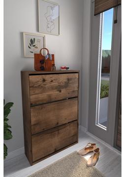 Bofigo Düşer Kapak Ayakkabılık Kayar Raflı Ayakkabılık 3 Bölmeli Ayakkabılık Lidya