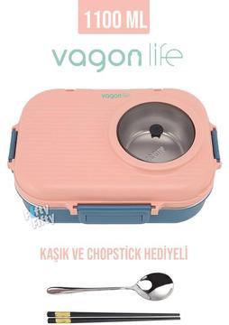 Vagonlife 1100 ml Çorba Kaseli-Metal Kaşıklı Paslanmaz Çelik Bento Lunch Box Yeni Nesil Sefer TASI-FFBL70100