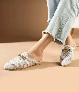 TRİKO ÖRGÜ ZİNCİR TOKA TERLİK KOD 21 - BEYAZ