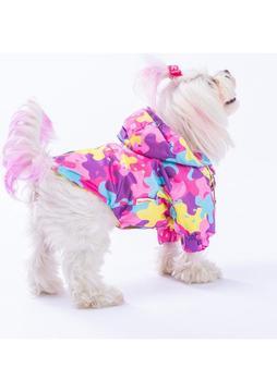Pawstar Rosea Camouflage Fileli Su Geçirmez Küçük Irk Köpek Yağmurluğu