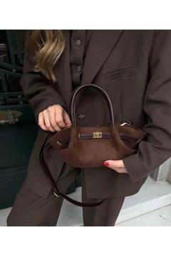 Yeni Sezon Moda Mini Süet Çanta Çapraz Askılı Kilit Detaylı