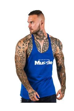 Monster Muscle Gym Fitness Tank Top Sporcu Atleti [mavi]
