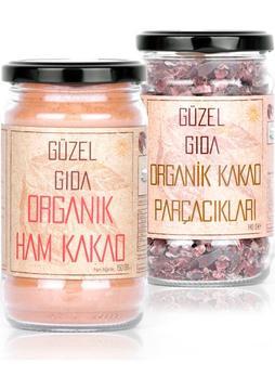 Güzel Ada Gıda Organik Ham Kakao Tozu 150 gr + Organik Kakao Parçacıkları 140 gr