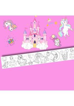 Unicorn Tek Boynuzlu At Sihirli ve Masalsı Unicorn Dünyası Boyama Rulosu 5mt