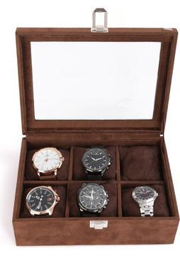 Stand Market  Saat Kutusu 6'lı Alcantra Kahve