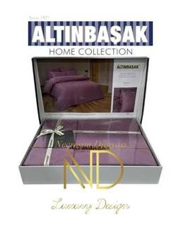 Altınbaşak Jakarlı Saten Çift Kişilik Nevresim Takımı Perle Puce