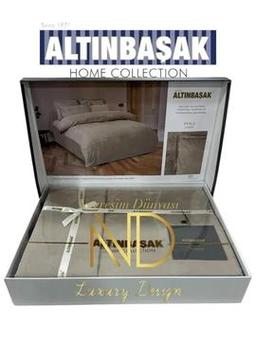 Altınbaşak Jakarlı Saten Çift Kişilik Nevresim Takımı Perle Sabre