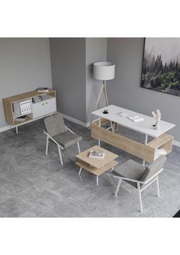 Lagomood Irony Maxi İki Koltuklu Ofis Takımı Meşe Beyaz