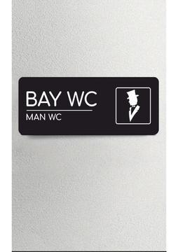 Zafrak Reklam Alüminyum Ofis Departman Kapı İsimliği, Yönlendirme Levhas Bay Wc Model2 24x9 cm Siyah Model2