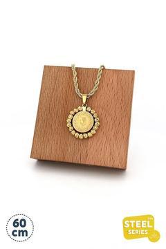 Dorica Topçuklu Burgu Zincir Çeyrek Altın Çelik Kolye 60 Cm AKL2367