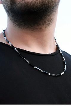 Erkek Gri Siyah Çelik Zincir Kolye