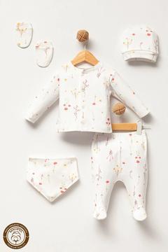 Renkli Çiçek Desenli Bebek Hastane Çıkış Seti